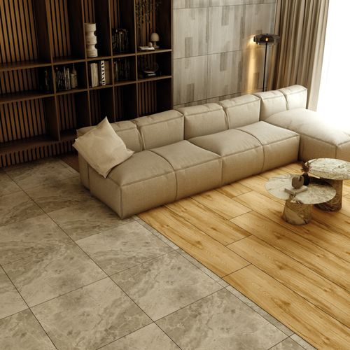 Porcelanato Esmaltado 60x60 Downham Gris Madera Pulido Rectificado