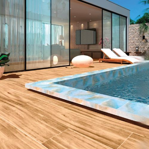 Porcelanato Esmaltado 23x120 Adenia Miel Madera Mate