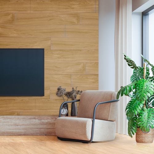 Porcelanato Esmaltado 22.5x119.5 Selva Teka Madera Semimate Rectificado