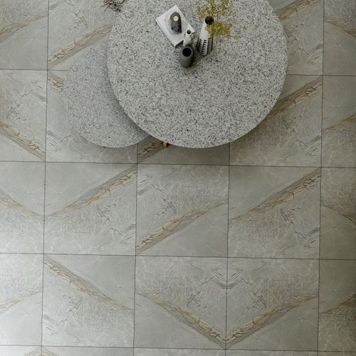 Porcelanato Esmaltado 60x60cm Soveraia Grey Marmolizado Carving Rectificado
