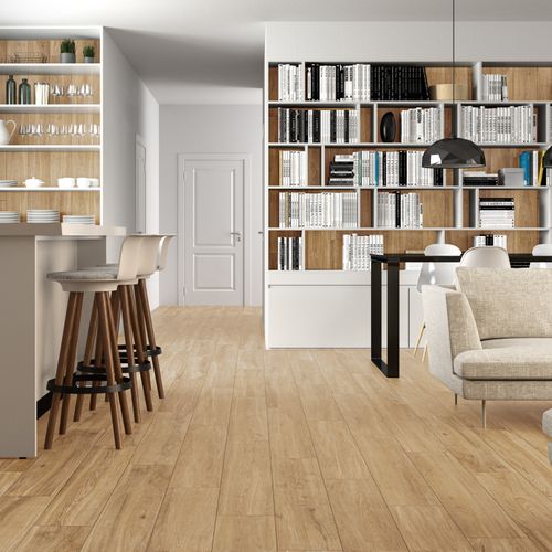 Porcelanato Esmaltado 20x120 Faedo Straw Madera Mate Rectificado