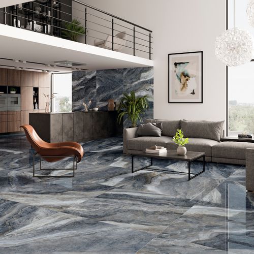 Porcelanato Esmaltado 120x120 Galaxy Blue Marmolizado Pulido Rectificado