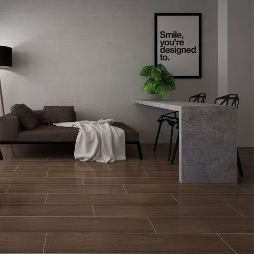 Gres Porcelánico Esmaltado 20x100 Taupe Nogal Madera Semimate