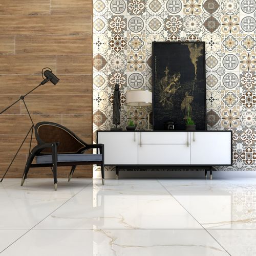 Gres Porcelánico Esmaltado 60x120 Marmore Gold Calacata Pulido Rectificado