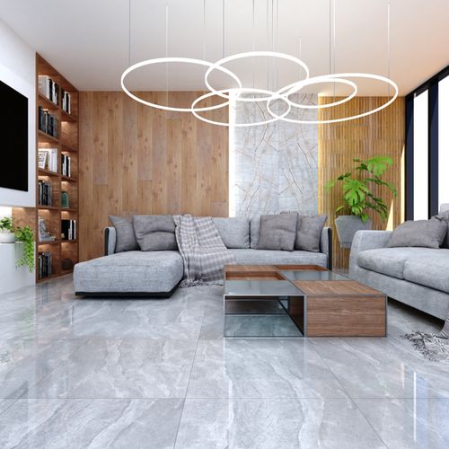 Gres Porcelánico Esmaltado 60x60 Kronos Gris Marmolizado Pulido Rectificado