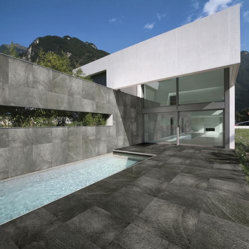 Porcelanato Esmaltado 45x65 Basalto Negro Rustico Antideslizante