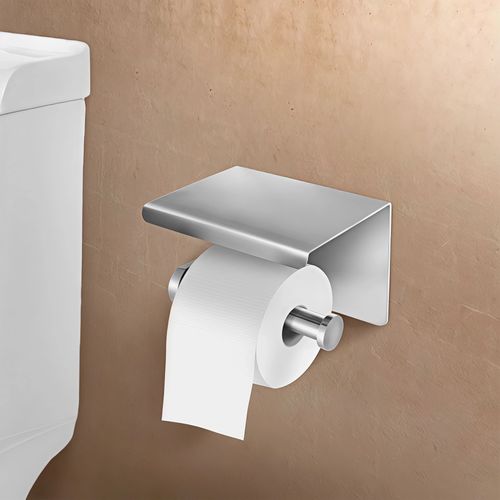 Papelera con repisa Bali inoxidable con adhesivo 3M