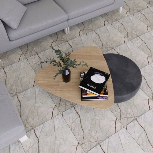 Porcelanato Esmaltado 60x60 Dorado Brown Marmolizado Carving Rectificado
