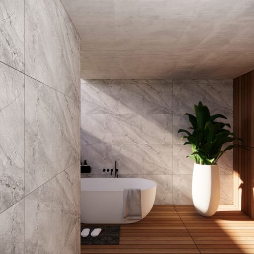 Porcelanato Esmaltado 60x120 Pizarra White Honey Unicolor Texturado Rectificado