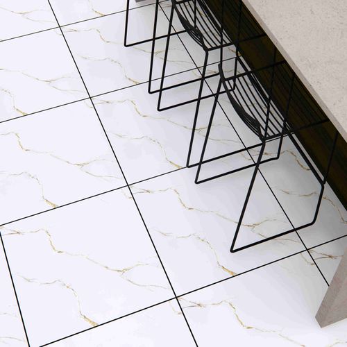 Porcelanato Esmaltado 60x60 Alaska Blanco Gold Marmolizado Pulido Rectificado