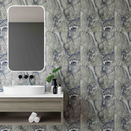 Porcelanato Esmaltado 60x60 Alkarz Grey Marmolizado Carving Rectificado