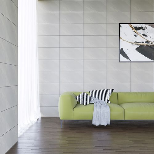 Cerámico Mayólica 30x60 Adela Gris Marmolizado Brillo Rectificado