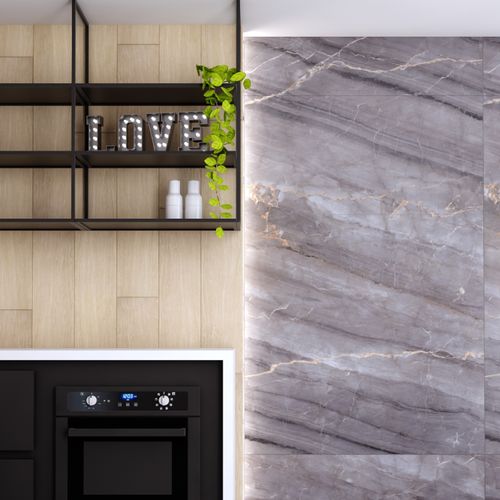 Gres Porcelánico Esmaltado 60x120 Gales Grey Marmolizado Pulido Rectificado