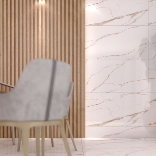 Gres Porcelánico Esmaltado 60x120 Lisboa Gold Calacata Pulido Rectificado