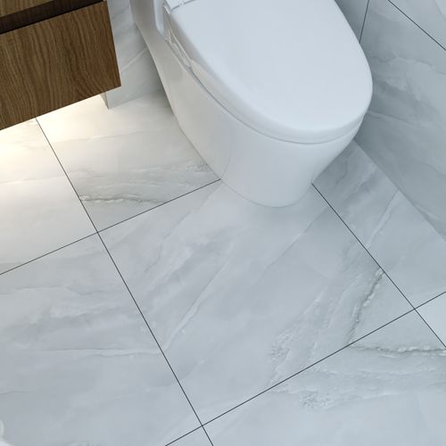 Porcelanato Esmaltado 60x60 Potomac Gris Marmolizado Brillo Rectificado