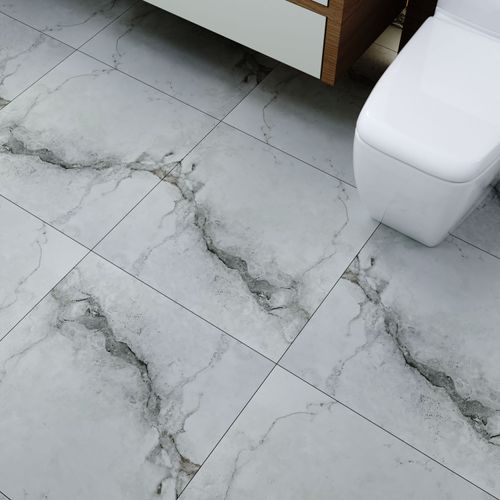 Porcelanato Esmaltado 60x60 Vintage White Marmolizado Carving Rectificado