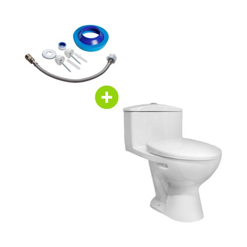 Combo Inodoro One Piece Ibiza + Kit de instalación premium Vainsa