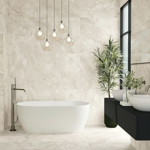 Porcelanato Esmaltado 60x120cm Aura Ivory Marmolizado Sugar Rectificado