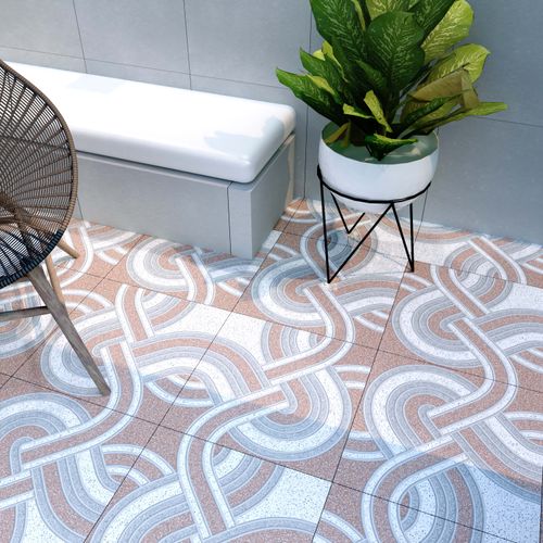Ceramico Piso 45x45cm Java Marron Geometrico Granillado Rectificado