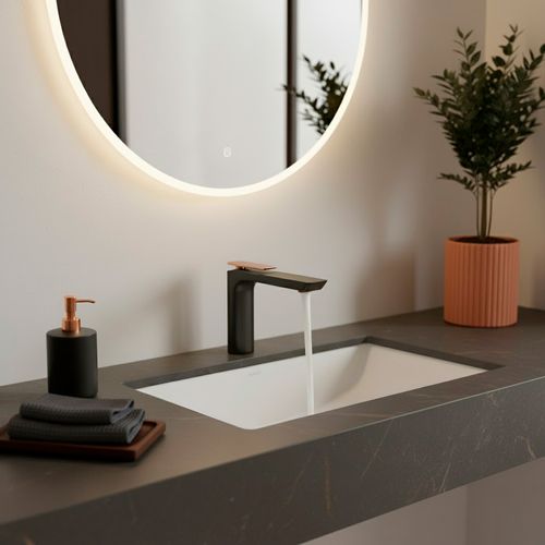 Monocomando de Lavatorio Baja Eleganza Black/Rose Gold Appolo
