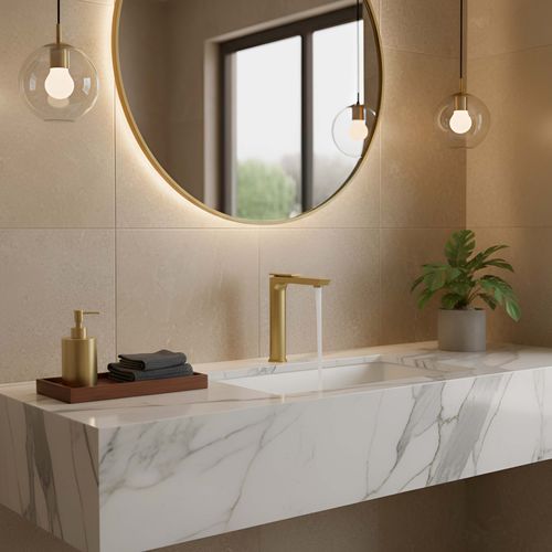 Monocomando de Lavatorio Alta Eleganza Gold Appolo